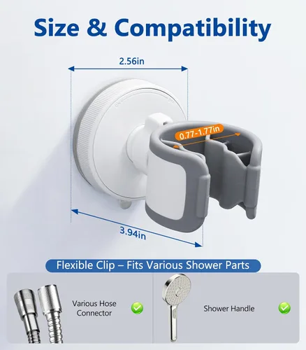 Vista 2 de Soporte ajustable para cabezal de ducha con ventosa