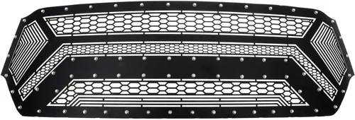 Vista 5 de APS Compatible con Ram 1500 2019-2024 Laramie Lone Star Big Horn Tradesman Principal Superior Acero Inoxidable Negro Corte Láser Rejilla Inserto