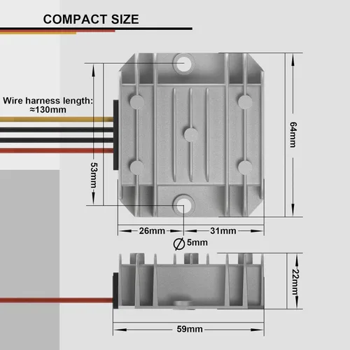 Vista 7 de DROK Convertidor impermeable de CC a CC Buck - Convertidor reductor de 11-90V a 5V 6A Regulador de voltaje, fuente de alimentación de 12 V, 24 V, 36