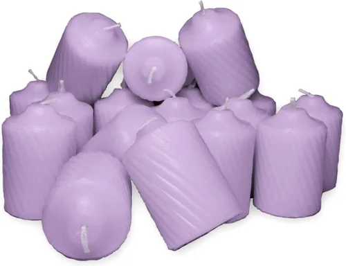 Vista 2 de Velas votivas perfumadas de lavanda, 15 horas de tiempo de combustión, acabado texturizado, caja de 20