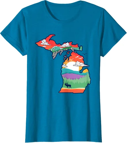 Vista 75 de Michigan Outside - Camiseta con ilustración artística