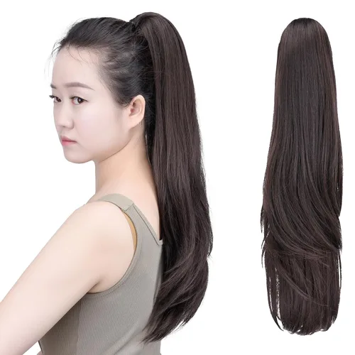 Vista 67 de SYXLCYGG Auburn Clip Cola de caballo Clip Cola de caballo Extensión de cola de caballo ondulado 10 pulgadas 3.5 oz pelo sintético falso pieza