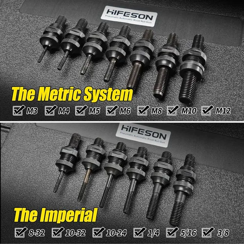 Vista 2 de Herramienta Neumática de Tuerca Remachadora Hidráulica de Servicio Pesado, Kit de Herramienta de Pistola de Tuerca Remachadora Neumática Automática