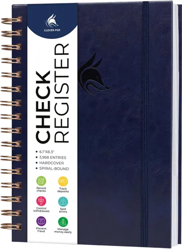 Vista 10 de Clever Fox Registro de cheques para chequera personal - Registro de cheques - Registro de chequera - Libro contable - Líneas de entrada 3968, 6.1 x