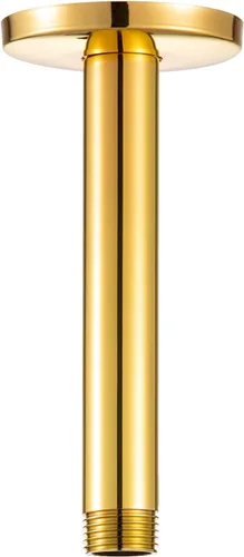 Vista 24 de OFFO Brazo de ducha con brida, oro brillante de 3 pulgadas, cabezal de ducha de lluvia de repuesto, brazo recto, montado en techo para cabezal