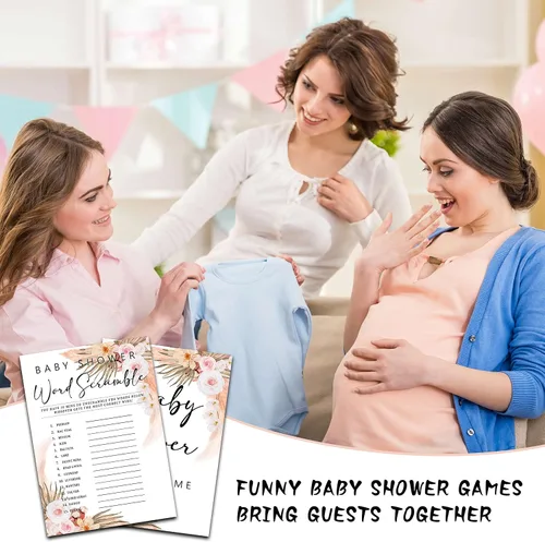Vista 4 de 30 juegos florales bohemios para baby shower con 1 tarjeta de respuesta (5 x 7 pulgadas) – Juego de palabras – Juegos de fiesta de revelación