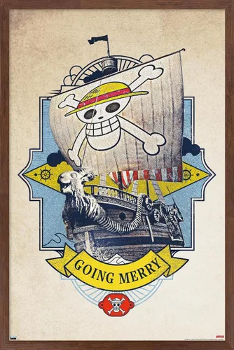 Vista 9 de Trends International Netflix One Piece - Póster de pared Going Merry de 14.72 x 22.37 pulgadas, versión enmarcada de madera de granero