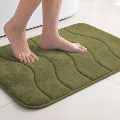 Vista 36 de Flamingo P Alfombra de Baño de Espuma Viscoelástica Tapetes de Baño Alfombra Antideslizante Absorbente de Agua para Ducha, 24x17 pulgadas, Verde Aqua