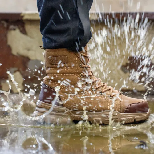 Vista 6 de SUADEX botas con puntera de acero para hombre, botas militares de trabajo, zapatos de trabajo indestructibles para mujeres, deportivos, puntera