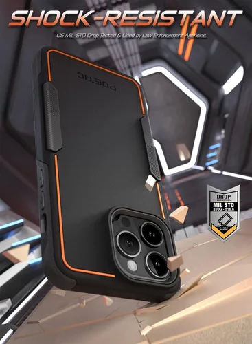 Vista 6 de Poetic Neon - Funda para iPhone 14 Pro Max, resistente de doble capa, delgada, a prueba de golpes, compatible con carga inalámbrica, antideslizante