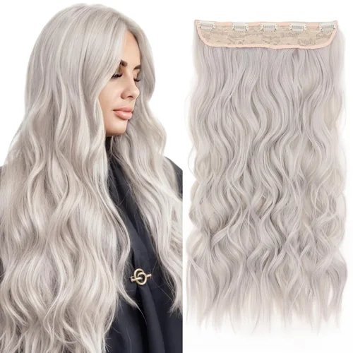 Vista 32 de S-noilite Extensiones de cabello de una pieza con clip, color rubio balayage de 18 pulgadas, en forma de U, extensiones de cabello de trama de una