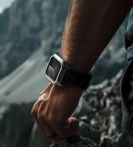 Vista 6 de ULTIMAL Compatible con Apple Watch de 1.929 in/1.772 in/1.732 in, correa deportiva resistente con carcasa de acero inoxidable resistente, correa