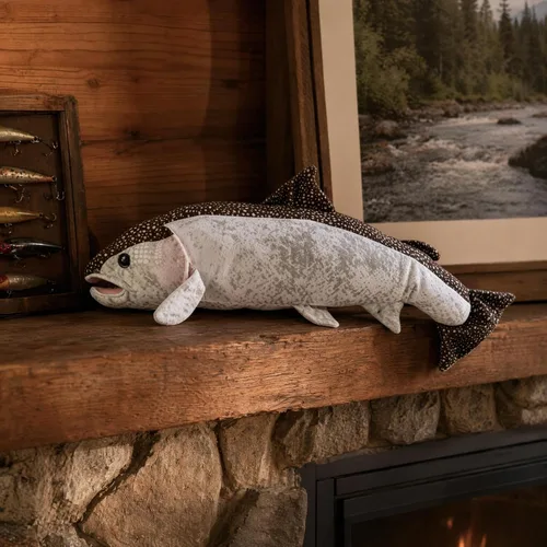 Vista 9 de Juguete de peluche realista de salmón atlántico, muñecas para niños, 17 pulgadas