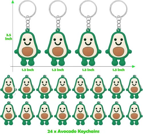 Vista 2 de CiciBear Paquete de 24 llaveros de aguacate para decoración de fiesta para invitados, fiesta temática de frutas, baby shower, fiesta escolar