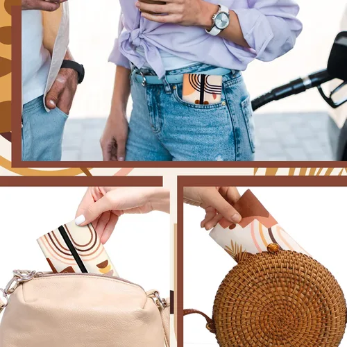 Vista 3 de 8 piezas de soporte para pañuelos de viaje, reutilizable, bolsa de tela con cremallera para bolsa, automóvil, oficina, hogar (Boho)