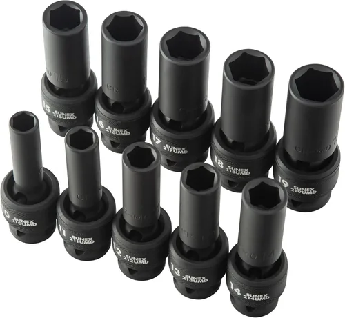 Vista 2 de Sunex 2658 - Juego de llaves de vaso de impacto métricas estándar estándar universal de 10 piezas de 1/2 pulgada