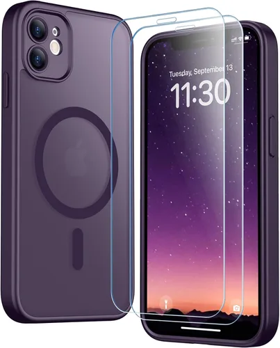 Vista 247 de SPIDERCASE Funda magnética translúcida diseñada para iPhone 11, con 2 protectores de pantalla de vidrio templado, antihuellas, para iPhone 11 de 6.1