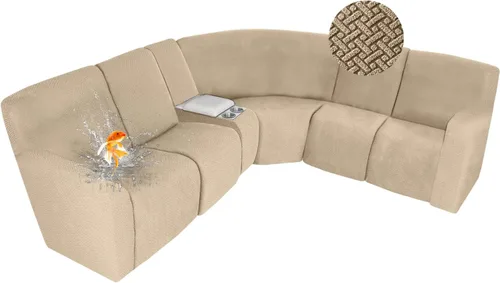 Vista 54 de ALIECOM Fundas 100% impermeables para sofá seccional reclinable, forma de L, elásticas, para esquina, funda para sofá seccional reclinable, lavable