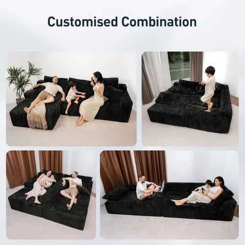 Vista 7 de Sofá modular Cloud de 105 pulgadas, sofá modular en forma de L con asiento profundo, sofás sin hueso para sala de estar y dormitorio, tapicería