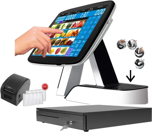 Vista 9 de Caja registradora con impresora térmica incorporada con software de sistema POS, cajón de efectivo, escáner de código de barras (minorista)