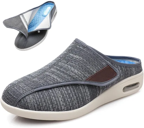 Vista 16 de bumuam Zapatos para diabéticos para hombre, zapatos anchos ajustables, ligeros, antideslizantes, ortopédicos, para caminar, artritis, pies Beige