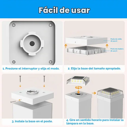 Vista 6 de Luces solares para postes de madera y vinilo de 4 x 4, paquete de 16 Blanco