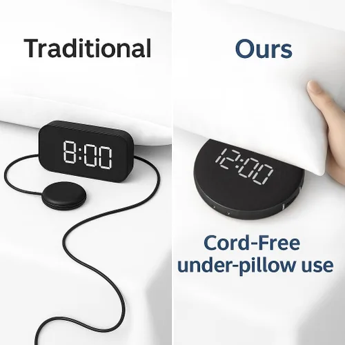Vista 2 de REACHER Reloj despertador ruidoso para personas que duermen mucho para adultos/niños/adolescentes, reloj despertador vibratorio con agitador de cama