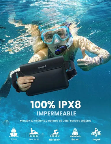 Vista 3 de Lamicall Riñonera Impermeable - [Paquete de 2] [Correa de Cintura Elástica 2025] Bolsas Secas IPX8 a Prueba de Agua para Natación, Playa, Kayak
