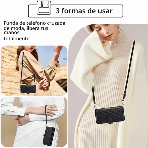 Vista 8 de Funda de Cartera para Samsung Galaxy S20 FE 5G de 6.5 Pulgadas con Correa para Muñeca, Billetera con Cremallera y más de 9 Ranuras para Tarjetas