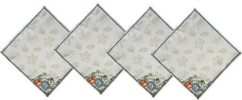 Vista 6 de Newbridge Blue Pumpkin Vines - Juego de 4 manteles individuales de tela con bordes lavados a piedra, Acción de Gracias y otoño, juego de 4 manteles