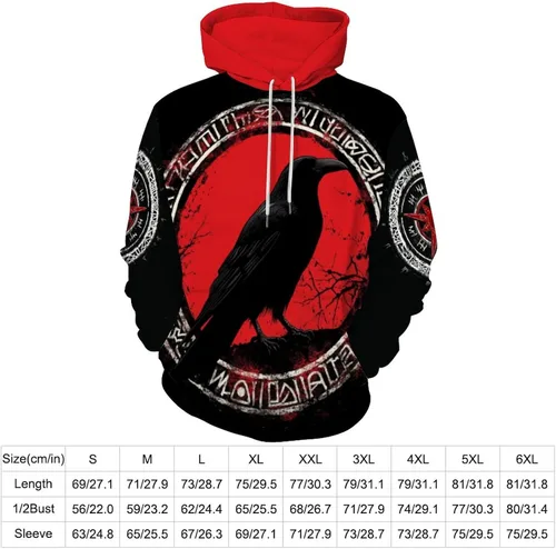Vista 3 de JooMeryer - Sudadera con capucha de manga larga con estampado de tótem vikingo 3D para hombre
