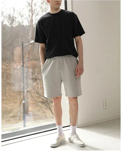 Vista 4 de EDUARDO Camiseta básica de manga corta para hombre Semi Over Relaxed Fit Tee (mezcla modal de algodón)