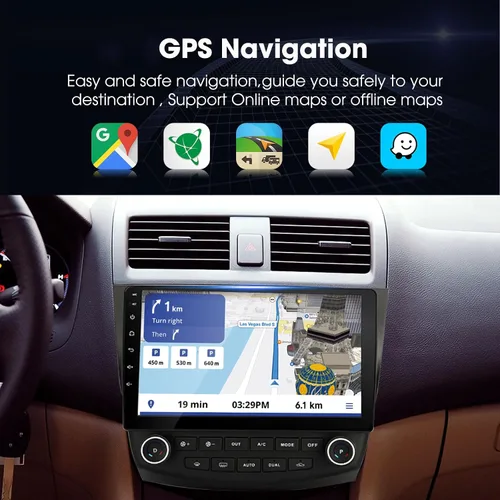 Vista 2 de Para Honda Accord 7th 2003-2007 Android Car Stereo, Carplay integrado y Android Auto, pantalla táctil capacitiva de 10 pulgadas, unidad