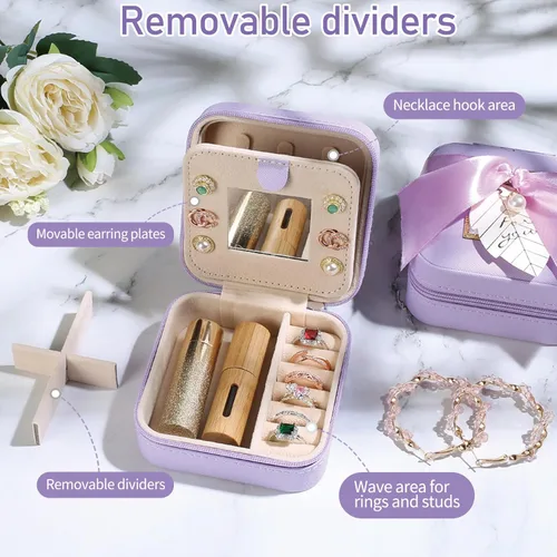 Vista 4 de AYGXU Regalos de Navidad para mujeres, joyero esencial de viaje, cajas de joyería personalizadas para mujeres y niñas, regalos de viaje
