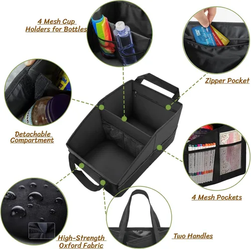 Vista 4 de BLIRITEL Organizador de asiento de automóvil para asiento delantero y trasero, organizador de asiento de pasajero, organizador de almacenamiento