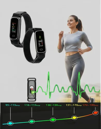 Vista 4 de Rastreador de actividad física para mujer con frecuencia cardíaca SpO2 para presión arterial, monitor de sueño, relojes de fitness, 16 modos