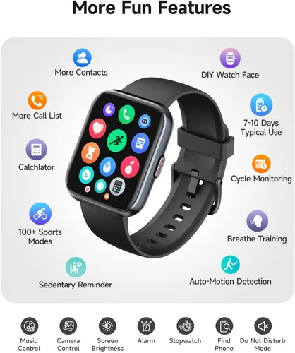 Vista 7 de Woneligo Reloj inteligente para mujer, responder/hacer llamadas, Alexa integrado, pantalla táctil de 1.85 pulgadas, rastreador de actividad física