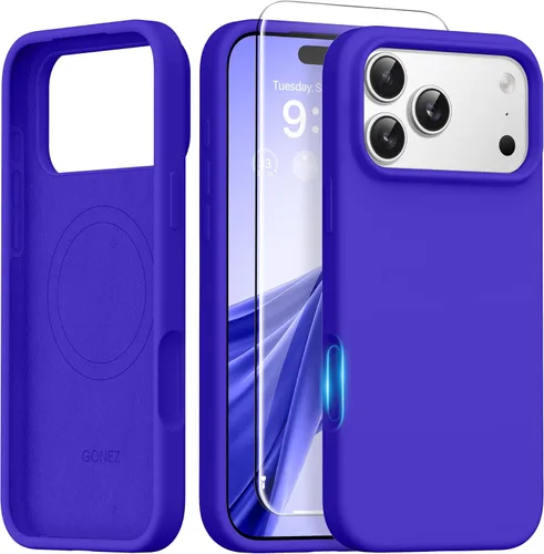 Vista 234 de GONEZ Funda magnética para iPhone 14, compatible con Magsafe, con protector de pantalla + protector de cámara, forro de microfibra antiarañazos