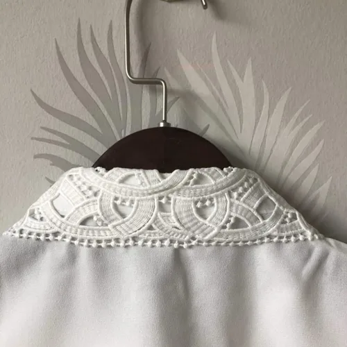 Vista 5 de Komkommax Women's Adjustable Rhinestones Half Shirt Blouse False Collar Choker Necklace Fake Collar White