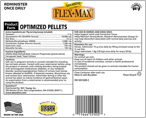 Vista 6 de Absorbine Flex+Max - Pellets de suplemento para articulaciones de caballo, altamente sabrosos, fórmula equina integral con glucosamina, MSM