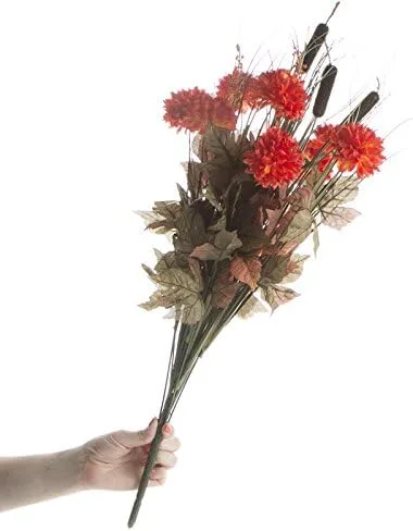 Vista 4 de Factory Direct Craft Arbusto artificial de color naranja ardiente para mamá y cola de espadaña para arreglos florales artificiales de otoño, centros