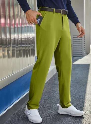 Vista 4 de JMIERR Pantalones de golf para hombre, elásticos, ajustados, para correr, viajes, trabajo, pantalones de vestir chinos para hombre