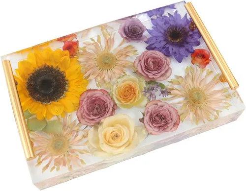 Vista 7 de Moldes de bandeja de resina de silicona, molde rectangular grande de 13.5 pulgadas para bandeja profunda y 4 moldes cuadrados de posavasos