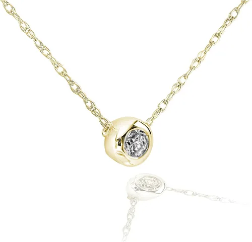 Vista 2 de Kobelli Collar pequeño con bisel solitario de diamantes en oro de 14 quilates (cadena de 18.0in)