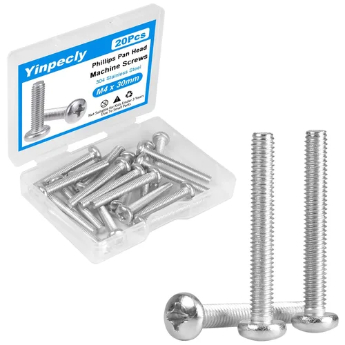 Vista 7 de 20 tornillos de máquina de cabeza plana M4 x 1.575 in acero