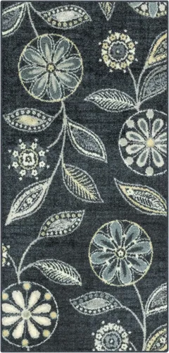 Vista 34 de Maples Rugs Reggie - Alfombra bohemia con estampado floral, 1 pies 8 Gris oscuro