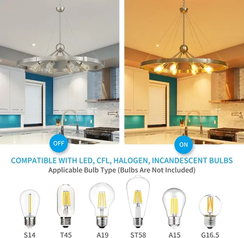 Vista 4 de XINGQI Lámpara de araña grande de 38 pulgadas con ruedas de carro, moderna lámpara colgante de níquel cepillado, 8 luces rústicas para comedor, sala