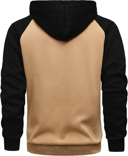 Vista 3 de GXAMOY Sudadera con capucha para hombre diseño de bloques de color informal con cremallera con bolsillo