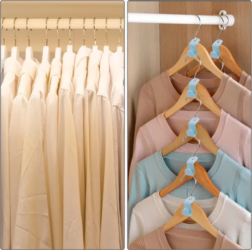 Vista 7 de Ganchos de plástico para colgar ropa en cascada, organizador de ahorro para armario de ropa resistente (20 piezas)