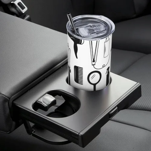Vista 7 de Vaso de peluquería con tapa, vasos rectos de 20 onzas, regalos para estilista, regalo de peluquería para hombres y mujeres, taza de café aislada